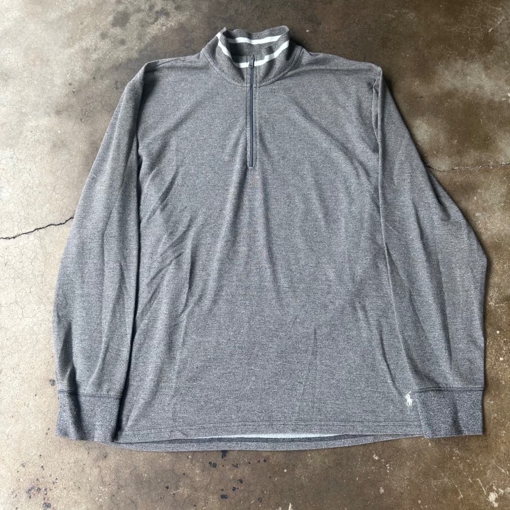 Polo Ralph Lauren Quarter Zip Pullover Mens XL Grey Good Heathered Logo